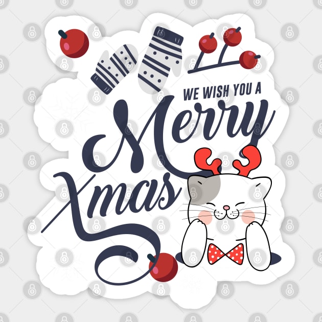 Cats Wish You A Merry Christmas Sticker by i am Cuta